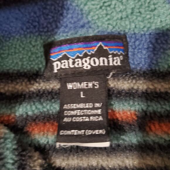 Patagonia Vtg 90s Southwest Aztec Fleece Lined Softshell Jacket Womens Size L - Picture 13 of 16